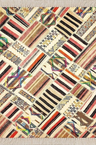 Pelangi Patchwork Kırkyama Desenli Dijital Baskı Yıkanabilir Kaymaz Taban Etnik Salon Halısı, Çok Renkli 160 X 240
