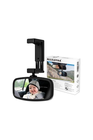 Alliluya Bebek Dikiz Aynası, Yaylı Klipsli, 360 Döndürülebilir, Kırılmaz Cam Arabada Bebek Var Sticker