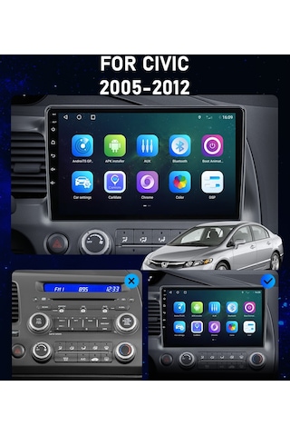 Exvol Honda Civic FD6 Android Multimedia 2/32 GB 10'' HD IPS Ekran