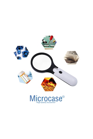 Microcase By5 Işıklı Çift Gözlü 45X 3X Büyütme El Büyüteci