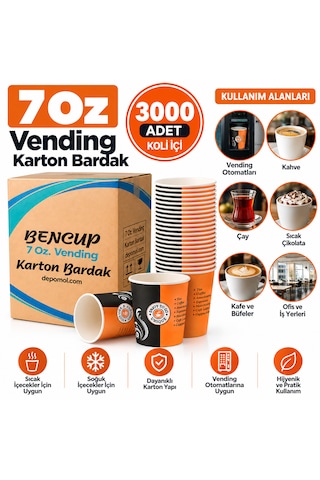 7 Oz Karton Bardak 3000 Adet Otomat Bardağı Çay Kahve Bardağı