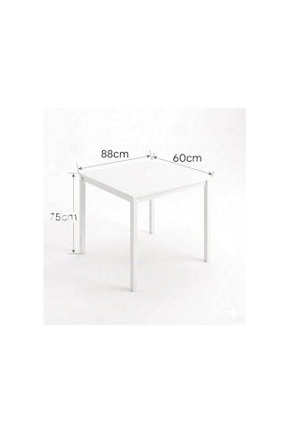 Kompakt Yemek Masası 88x60 Beyaz Metal Ayak Ve Beyaz Tabla Diğer