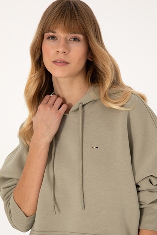 U.S. Polo Assn. Kadın Açık Haki Şardonlu Kapüşonlu Sweatshırt 50313567-VR183