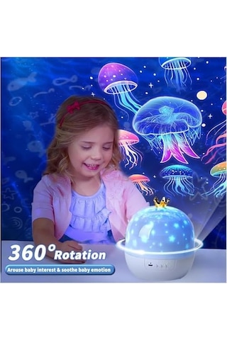 Çocuk Odası Yıldız Projeksiyon Gece Lambası 3 Led Işık Modlu Gökyüzü Yansıtmalı Masal Projektör Ay Gezegen Figürlü Sessiz Çalışan Dekoratif Uyku Lambası 902g Diğer