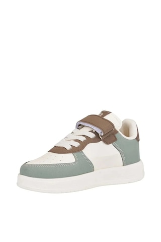 Zacoz Unisex Çocuk Spor Ayakkabı Cırt Cırtlı Hafif Rahat Günlük Okul Sneaker Bej Yeşil