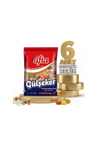 Afia Gülşeker Karışık Meyve Aromalı Şeker 6x175 Gr