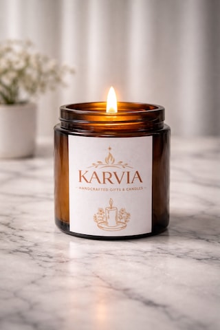 Karvia Kokulu 100 Cc Siyah Amber Cam Kavanoz- El Yapımı 001 - Beyaz