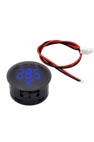 4-100v Dc Voltmetre Yuvarlak Panel Tip Montajlanabilir Dijital Mavi