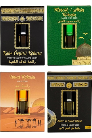 Hacerül Esved + Kabe Örtüsü + Mescidi Aksa + Uhud + Alkolsüz Esans 4 x 3 ML