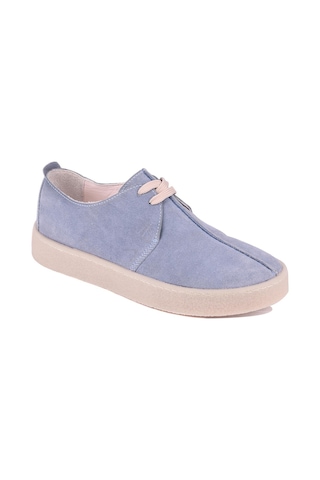 Shoetyle - Mavi Hakiki Süet Bağcıklı Erkek Günlük Ayakkabı 666-21-1257 Mavi