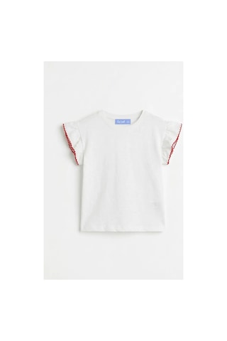 Poala Kids Fırfır Kol Tshirt Beyaz