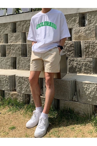Flood Of Style Erkek Beyaz Colorado Baskılı Bisiklet Yaka Tshirt