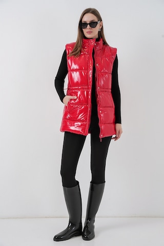Kadın Parlak Şişme Yelek 5218 - Kırmızı Kırmızı