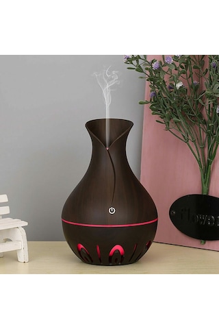 Ultrasonik Hava Nemlendirici 200ml Buhar Makinesi 7 Renk Led Işıklı Vazo Model Aroma Difüzörü 001