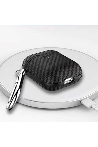 Apple AirPods Uyumlu Kılıf Zore Airbag 04 Silikon Siyah
