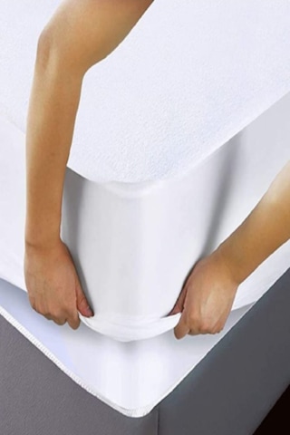 Bebesi Çift Kişilik 160x200cm Fitted Alez Sıvı Geçirmez Micro Kumaş Beyaz