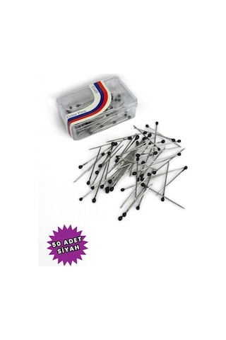 Toplu İğne Siyah Renk 50 Adet 2.5cm - Eşarp Ve Şal İğnesi - Kadın Tesettür Aksesuar Çok Amaçlı Siyah