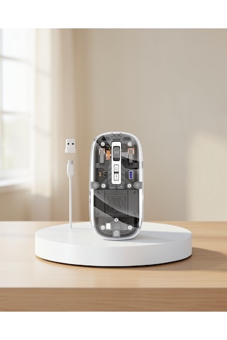 Çift Modlu Bluetooth Alıcılı Şeffaf Sessiz Tıklama Mouse Fare Diğer