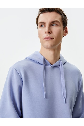 Koton Kapşonlu Sweatshirt Kanguru Cep Detaylı Uzun Kollu Lila 4wam70239mk Lila