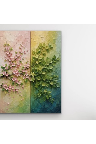 4 Mevsim Ağaç Kanvas Tablo 60x90 Cm Çok Renkli