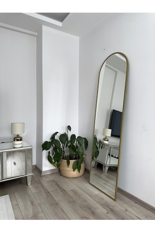 Effe Gold Metal Çerçeveli 180x50 Cm Oval Boy Aynası
