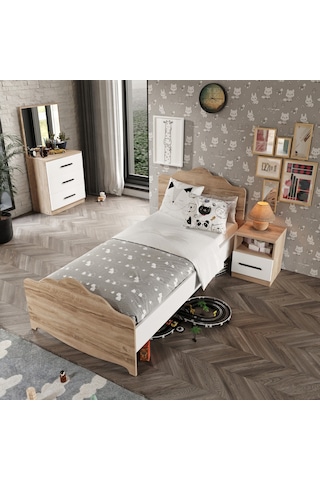 Ildır Tek Kişilik Karyola Tamamı Mdflam 90x190 Flora Beyaz
