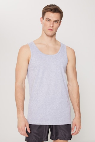 AC&Co / Altınyıldız Classics Erkek Grı Melanj Standart Fit Normal Kesim %100 Pamuk 2'li Atlet Paketi