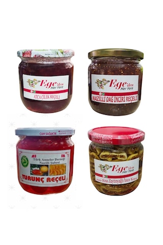 Nazilli Gurme 4'lü El Yapımı Organik Reçel Tadım Paketi 4x480gr