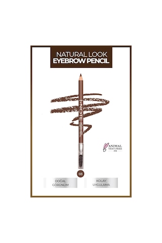 Note Cosmetique Natural Eyebrow Pencil Waterproof Çift Taraflı Suya Dayanıklı Kaş Kalemi 03 Brown - Kahve