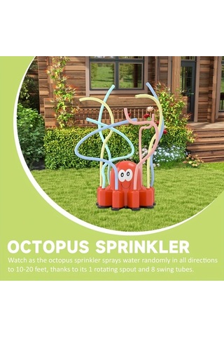 Elmpaly Kırmızı Ahtapot Sulama Sistemi: 8 Renkli Hortum İle Bahçe Oyunu - Hortumla Sulama, Elektriksiz