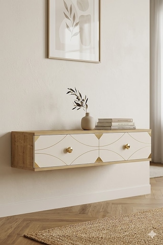 Tda1297dbg Alfa Dresuar , Antre Hol Rafı Safirmeşe-beyaz-gold 120cm