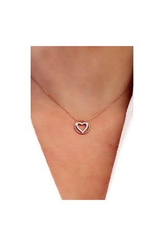 Kalp Figürlü 925 Ayar Gümüş Rose Kolye