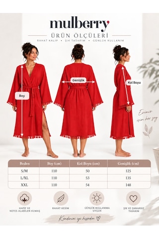 Bohemia Müslin Kimono Bornoz Püskül Detaylı Yırtmaçlı Spa & Plaj Kimonosu Yeşil