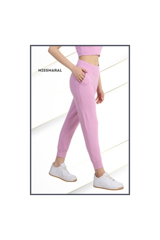 Yüksek Bel Jogger Tayt Rahat Kalıp Çift Yan Cepli Spor Görünüm Trend Jogger Lila Rengi 106103 Lila
