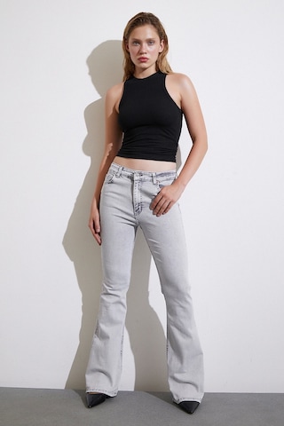 Never More Yüksek Bel İspanyol Paça Jean Gri