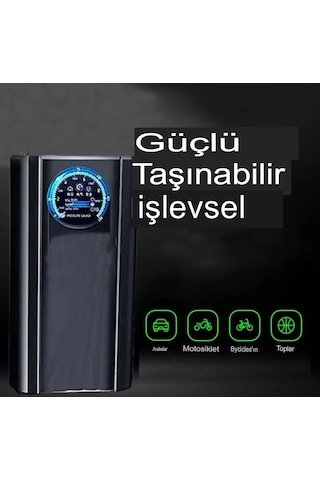Slim Siyah Model Oto Kompresör Göstergeli Araç Lastik Şişirici