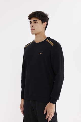 Rowinger Selanik Kumaş Yapılı Esnek Manşetli Konforlu Rahat Kesim Sweatshirt Black