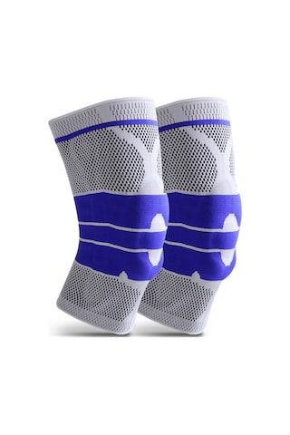 Kosona L Bedenli 2 Adet Silikon Yastık Ve Çift Taraflı Yaylı Desteği, Akıllı Dokuma Ventilasyonlu Spor Dizlikleri - Basketbol, Koşu, Bisiklet İçin