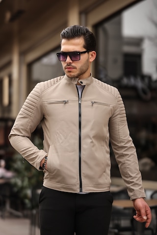 Mero Life Erkek Krem Su Ve Rüzgar Geçirmez Slim Fit Astarlı Mevsimlik Mont Krem