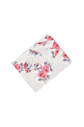 Yaozixa Yeni Doğan Bebe Swaddle Battaniye Ve Şapka Seti - 80x80cm, Polyester, Kuzey Avrupa Stili Beyaz Zemin Çiçek Desenli 190702 Beyaz