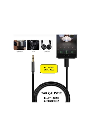 Apple Uyumlu iPhone  17 17 Pro 17 Pro Max Aux Kablo Type C Örgü Hasır Dac Çipli Kablo Tak Çalıştır