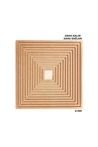 12'li Kare Ham Mdf, 8mm Kalınlık, 30 Cm Kasnak, Boyanabilir Vidasız Kasnak, Makrome Halkası
