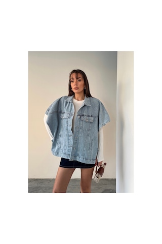 Blue Marlın Oversize Buz Kar Yelek/panço Buz Kar