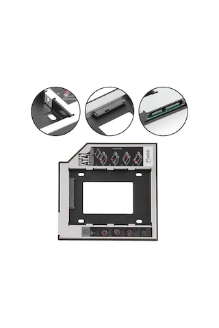 Techtic 9.5mm Ssd Caddy Sata Arayüzü Alüminyum Disk Sürücü Kutusu