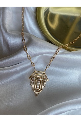Pinery Jewels Zirkon Taşlı Altın Kaplama Zincir Altın