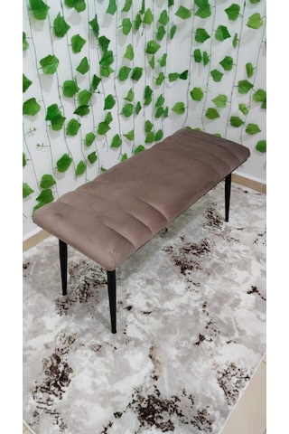 Özcan Metal Siyah Metal Ayaklı Metal Kasalı Bench Mutfak Salon Antre Yatak Odası Balkon Puf Bank Kahverengi Siyah