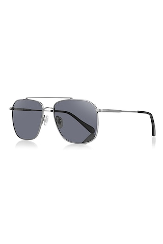 Daniel Klein Dk3284-1 Dikdörtgen Slim Line Siyah Polarize Camlı Erkek Güneş Gözlüğü 53-20-145 Metalik Gri