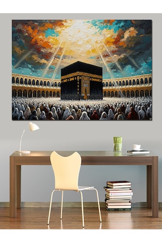 Ahşap Tablo Mekke Kabe Ve Manevi Işıklar