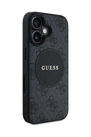 Apple Uyumlu iPhone 16 Kılıf Guess Lisanslı Magsafe Şarj Özellikli Yazı Logolu Circle Classic Kapak Siyah