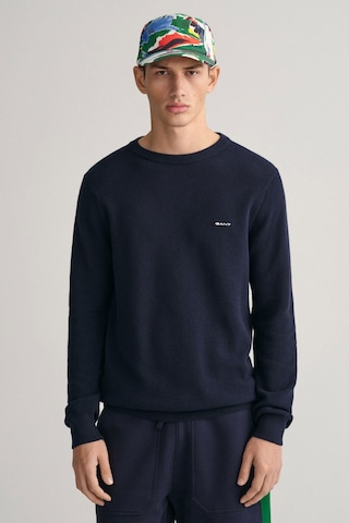 Gant Erkek Regular Fit Bisiklet Yaka Logolu Kazak - Lacivert Evenıng Blue